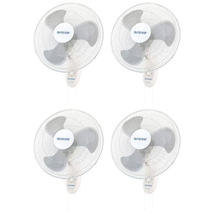 Hurricane Supreme 18" 90 Degree Oscillating Indoor Wall Mounted 3 Speed Plastic Blade Fan with Adjustable Tilt and Pull Chain Control, White (4 Pack) - style: Casual