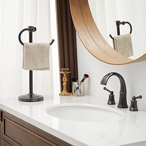 BESy 17 Inch Oil Rubbed Bronze Stand Towel Bar Hanger Hand Towel Bar Bathroom Vanity Countertop Towel Holder Free Standing Stainless Steel Towel Ring Hardware Accessories Towel Rack - color: Bronze