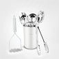Avador® Premium Set of 10 Stainless Steel (WHITE HOLDER) Kitchen Tool Set with Holder Easy To Clean, Space Saving, Great for Cooking, Baking, Prepping (WHITE) - color: White