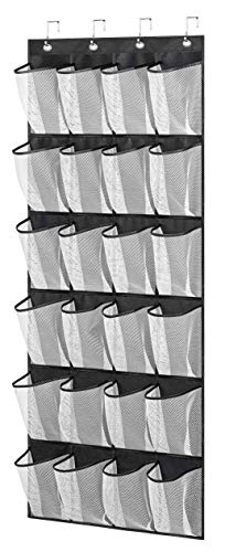 MISSLO Over The Door Organizer 24 Large Mesh Shoe Storage Pockets, Black