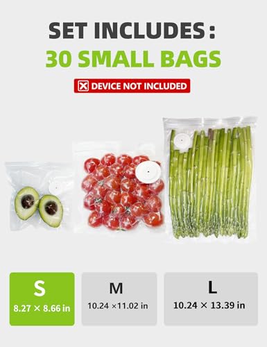 Vacuum Sealer Bags, Reusable Vacuum Zipper Bag, BPA Free Heavy Duty Vacuum Storage Bag for Food 15 Bags (15 Small Bags (8.27x 8.66 in)) - size: 15 Small Bags (8.27x8.66 in)