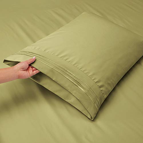 Hearth & Harbor Twin Size Sheets - 3 Piece Bed Sheet Set, Hotel Luxury Double Brushed Bed Sheets - Extra Soft Bedding Sheets & Pillowcases, Twin, Sage - color: Sage, size: Twin