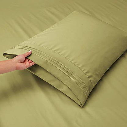 Hearth & Harbor Twin Size Sheets - 3 Piece Bed Sheet Set, Hotel Luxury Double Brushed Bed Sheets - Extra Soft Bedding Sheets & Pillowcases, Twin, Sage - color: Sage, size: Twin