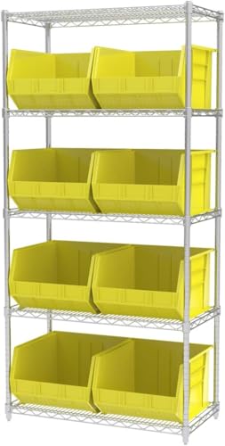 Akro-Mils 30270 AkroBins Plastic Storage Bins, Space-Saving Stackable Bins for Garage, Pantry, Craft Organization, 18" x 16" x 11", Yellow, 3-Pack - color: Yellow