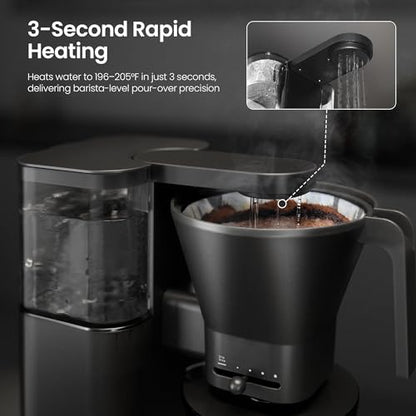 Kismile SCA-Certified 8 Cup Drip Coffee Maker, Pour Over Coffee Machine with 3s Instant Heat 197–205℉, Adjustable Flow Control, Removable Water Tank, Deep Cold Brew & 40 Min Keep Warm (Black) - color: Black