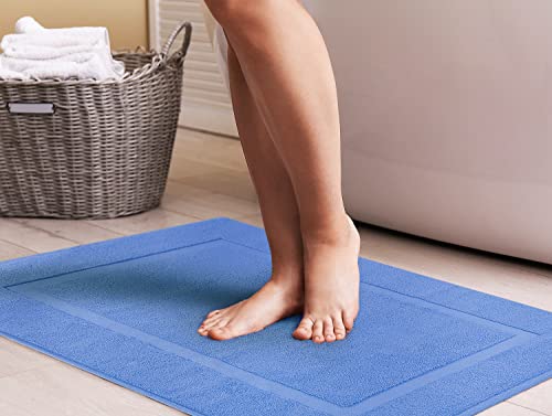 Utopia Towels Cotton Banded Rug, Bath Mats, Not a Bathroom Rug, 21 by 34 Inches, 100% Ring Spun Cotton, Highly Absorbent Shower Bathroom Floor Mat, Electric Blue, 2 Pack - color: Electric Blue