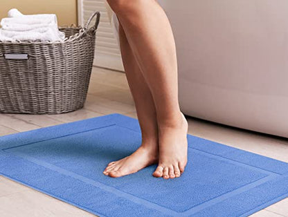 Utopia Towels Cotton Banded Rug, Bath Mats, Not a Bathroom Rug, 21 by 34 Inches, 100% Ring Spun Cotton, Highly Absorbent Shower Bathroom Floor Mat, Electric Blue, 2 Pack - color: Electric Blue