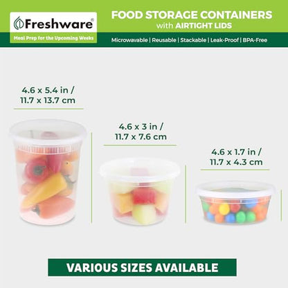 Freshware Food Storage Containers with Lids [60 Pack 8, 16, 32 oz, 20 sets each size] Plastic Deli Containers, Meal Prep Containers, Microwave and Freezer Safe, Stackable, Leakproof, BPA Free, Clear - size: 8, 16, 32 oz - 60 Mix Set