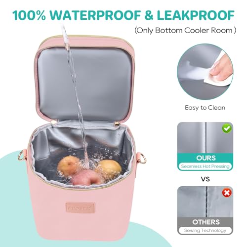 PIIOSER Breastmilk Cooler Bag with Ice Pack Fits 6 Baby Bottles Up to 9 Ounce, Insulated Baby Bottle Tote Bags, Double Layer Waterproof Leak-Proof with Shoulder Strap for Nursing & Working Mom (Pink) - color: Pink