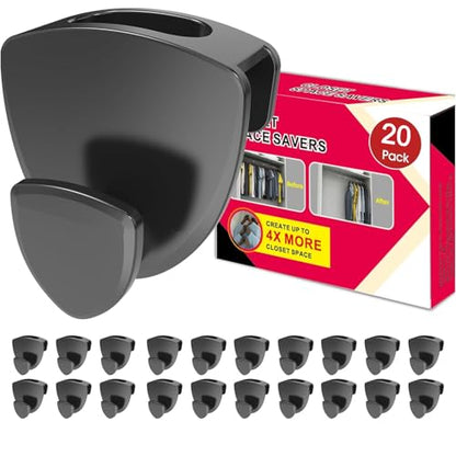 Latoxcaa Space Saving Hanger Hooks 20Pcs, Upgrade Heavy Duty Space Saver Hangers Connector Hooks for Clothes, Premium Hanging Closet Organizer for Dorm, Ganchos para Colgar Ropa, Black - size: 20 Pcs