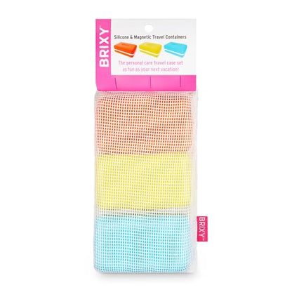 BRIXY Beauty Bar Travel Case Set – 3 Pack Soap Bar Travel Containers, Leakproof Portable Soap Holder, Durable Silicone, Magnetic Seal, TSA Friendly (Yellow, Blue, Orange) - color: Yellow, Blue, Orange