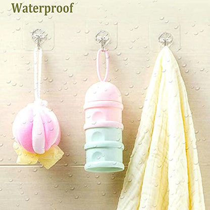 Jwxstore 24 Pack Adhesive Wall Hooks 33LB Heavy Duty No Drill Transparent Waterproof Hooks for Bathroom Kitchen Towel Coat Office Home Outdoor - size: 24 Pack