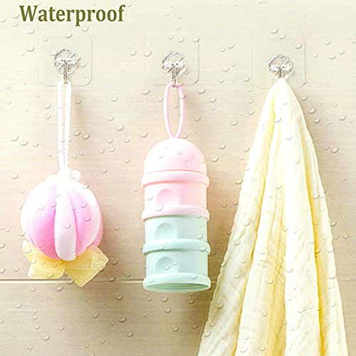 Jwxstore 12 Pack Adhesive Wall Hooks 33LB Heavy Duty No Drill Transparent Waterproof Hooks for Bathroom Kitchen Towel Coat Office Home Outdoor - size: 12 Pack