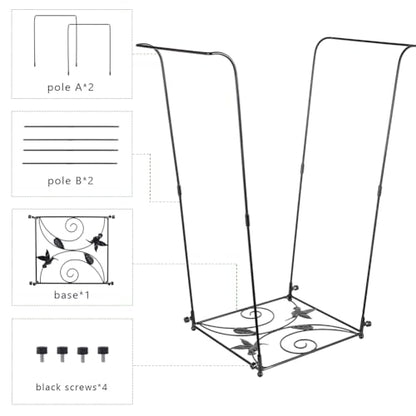 Trash Bag Holder, Metal Garbage Bag Holder, Portable Hummingbird Pattern Base Leaf Bag Holder, Multi-use Trash Bag Holder Stand for Camping, Party, Garden - color: BlackD-1 PC