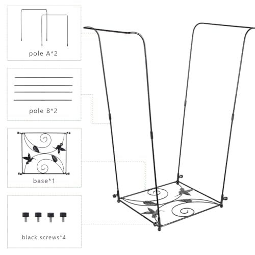2 Pack Trash Bag Holder, Metal Garbage Bag Holder, Portable Hummingbird Pattern Base Leaf Bag Holder, Multi-use Trash Bag Holder Stand for Camping, Party, Garden - color: BlackD-2 PCS