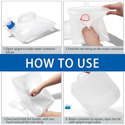 Nexboraque 2 Pack 5.3 Gallon Collapsible Container with Spigot, Foldable Water Jug Portable Camping Water Storage Carrier Jug for Outdoors Hiking Backpack & Emergency, Food Safe