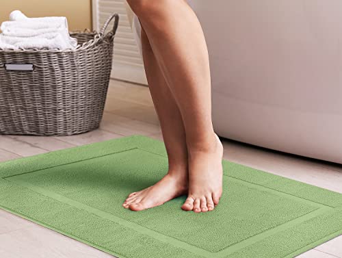 Utopia Towels Cotton Banded Rug, Bath Mats, Not a Bathroom Rug, 21 by 34 Inches, 100% Ring Spun Cotton, Highly Absorbent Shower Bathroom Floor Mat,Sage Green, 2 Pack - color: Sage Green