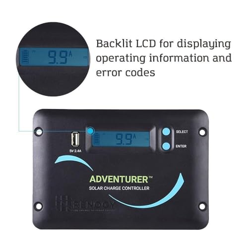 Renogy Adventurer-Li 30A Solar Controller - Flush Mount Design for RV/Camper Walls, 12V/24V Auto PWM Charger, LCD Display, Compatible with Lithium & AGM/Gel Batteries - size: 30A Adventurer