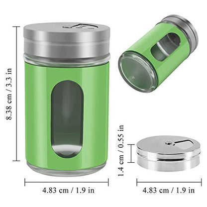 Accmor 2pcs Salt and Pepper Shakers,Stainless Steel Shaker for Salt Powder Sugar Cinnamon Pepper, Spice Dispenser with Adjustable Pour Holes,Green - color: Green
