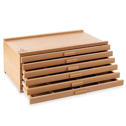 7 Elements 6 Drawer Wooden Artist Storage Supply Box for Pastels, Pencils, Pens, Markers, Brushes and Tools - size: 6-Drawer