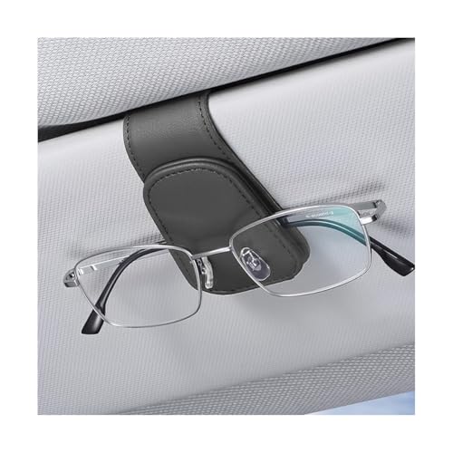 zipelo Sunglasses Holder for Car Sun Visor, Vehicle Magnetic Leather Eyeglass Hanger, Sun Glasses Mount Clip on Visors, Ticket Card Cash Organizer, Auto Interior Accessories (Black, 1 PCS) - color: Black, size: 1 PCS