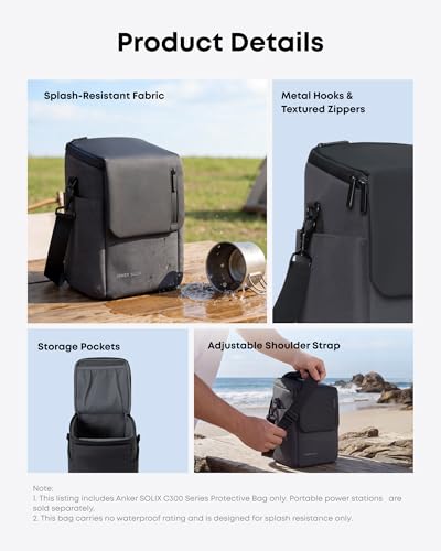 Anker SOLIX C300 DC Power Bank Station and Protective Bag, 288Wh Portable Power Station, LiFePO4 Battery, 300W Solar Generator, for Outdoor, Camping, Traveling, and Emergencies - style: C300 DC + Protective Bag