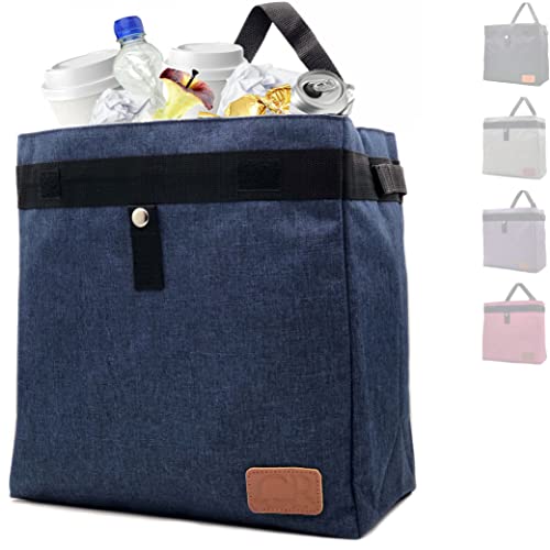Car Trash Can Hanging for Headrest, Extra Large Waterproof Auto Garbage Bag Organizer, Collapsible Vehicle Waste Bin (Navy Blue) - color: Navy Blue