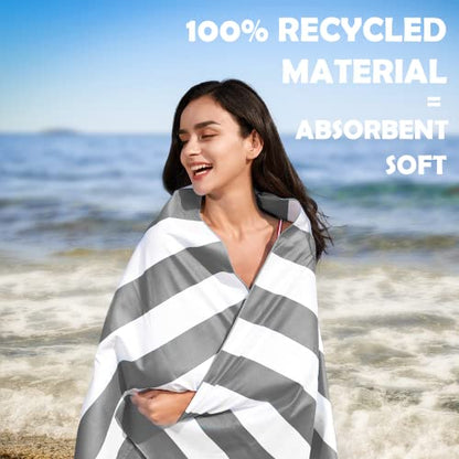 Your Choice Microfiber Beach Towel, Sand-Free Quick Dry Travel Towel, Oversized Compact Lightweight Recycled Towel for Pool Camping(67"x35"/60"x30") - color: A-gray Stripes, size: Extra Large(67x35")