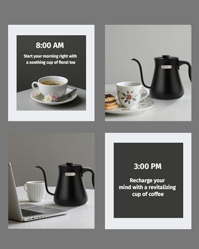 INFOOD 0.8L Gooseneck Electric Kettle, Precise Temperature Control for Pour Over Coffee & Tea, 1200W Fast Boiling Water, Auto Shut Off, Scheduling, Stainless Steel, Black - color: Black