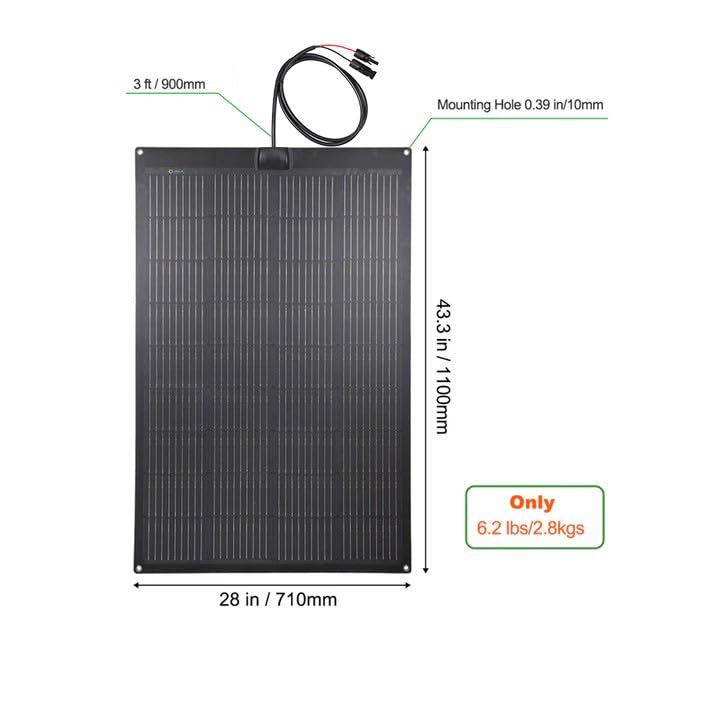 Lensunsolar 150W 12V ETFE Black Flexible Solar Panel, 43.3x28in, PERC 9BB 23.5%+ Efficiency Mono Solar Cells, for Campers, RVs, Boats,Camping, Tent - size: 150W/43.3in x 28in