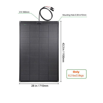 Lensunsolar 150W 12V ETFE Black Flexible Solar Panel, 43.3x28in, PERC 9BB 23.5%+ Efficiency Mono Solar Cells, for Campers, RVs, Boats,Camping, Tent - size: 150W/43.3in x 28in