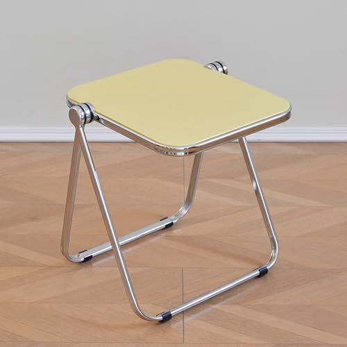 16.2"×14.1" Acrylic Folding Side Table, Portable Lightweight End Table, Sturdy Metal Frame and No Assembly Required, Space-Saving Design for Living Room, Bedroom and Small Room, Yellow - color: Yellow
