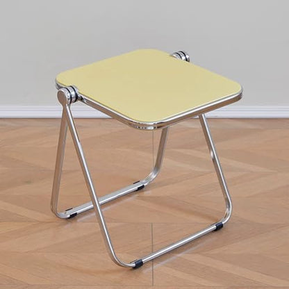 16.2"×14.1" Acrylic Folding Side Table, Portable Lightweight End Table, Sturdy Metal Frame and No Assembly Required, Space-Saving Design for Living Room, Bedroom and Small Room, Yellow - color: Yellow