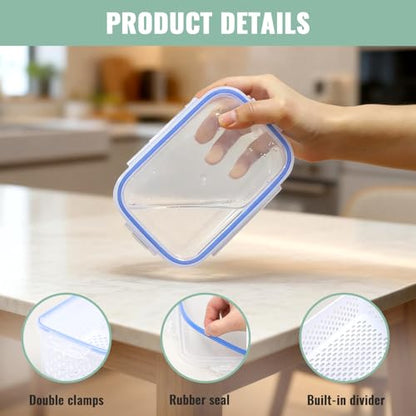 3 PCS Fruit Storage Containers for Fridge Food Berry Storage Container Set with Removable Strainer Lid Berries Container for Fridge BPA-Free Plastic Crisper for Long-Term Freshness