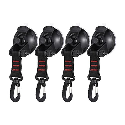 4PCS Heavy Duty Suction Cups with Hooks, Car Camping Tie Down Tarp Accessory, Strong Power Viscous Silicone and Securing Hook, Universal for Car Awning, Boat, Camping Trap (Red) - color: Red