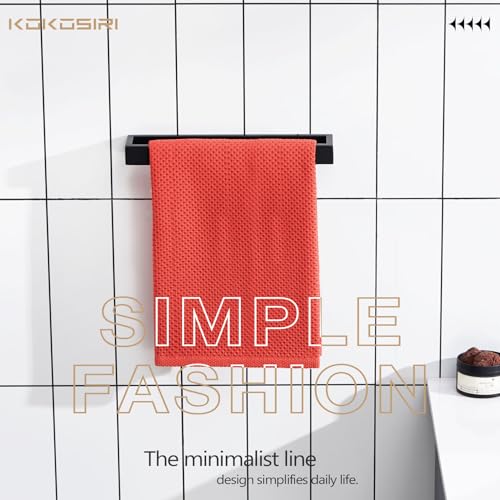 KOKOSIRI Towel Bar Matte Black Hand Towel Holder 12-Inch Kitchen Rack Stainless Steel for Bathroom Hardware Wall Mounted, 1 Pack B4008BK-L12 - color: Matte Black, size: 12-Inch