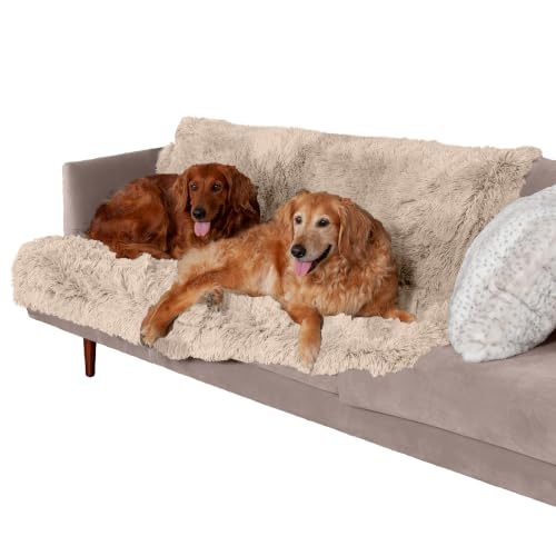 Furhaven Waterproof Throw Blanket for Dogs & Indoor Cats, Washable - Shaggy Plush Calming Long Faux Fur & Velvet Dog Blanket - Taupe, XL - color: Taupe, size: X-Large