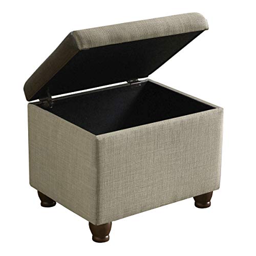 HomePop 22" Medium Rectangular Storage Ottoman - Tan Linen - color: Tan Linen