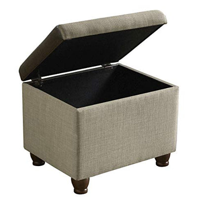 HomePop 22" Medium Rectangular Storage Ottoman - Tan Linen - color: Tan Linen