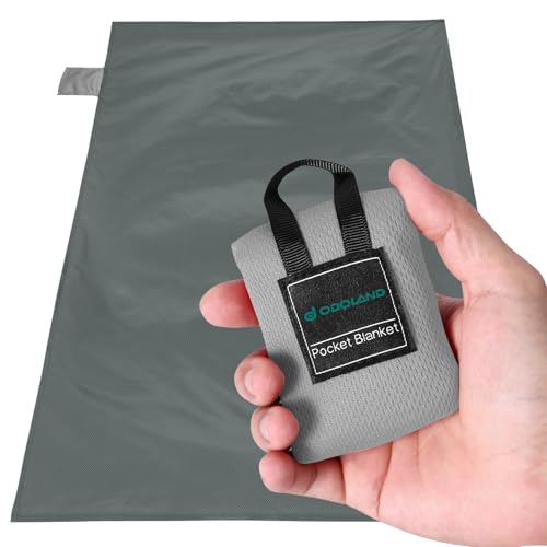 Odoland Sandproof Beach Blanket, Waterproof Portable Mat with Carry Pouch | 43.3“x27.5” Quick Drying & Foldable Lightweight Sand Free Beach Mat for Hiking, Camping, Travel, Grey - color: Gray, size: 27.5" x 43.3"(1 People)