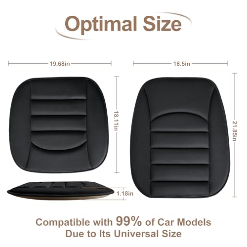 BOPUOVRE Memory Foam Car Seat Cushion with Breathable Fabric & Non-Slip Gel, Universal Fit for Car Truck Office Home 19.6x18x1.2 Black - size: Base