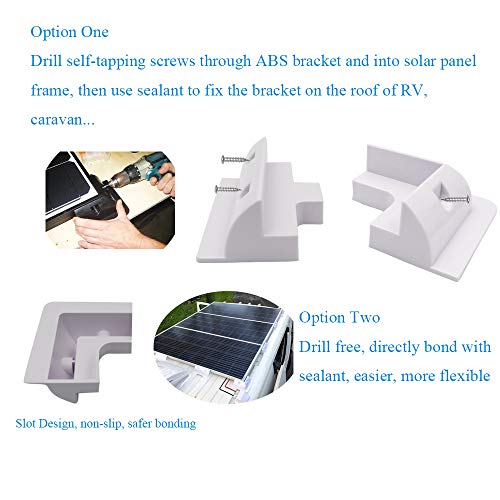 Solar Panel Mounting Brackets ABS Corner Bracket Kit 7PCS, Drill-Free Widely Used on Roofs of RV, Caravans, Vehicles, Camper Vans, Sheds, Garages, Deck of Boats, White - color: White