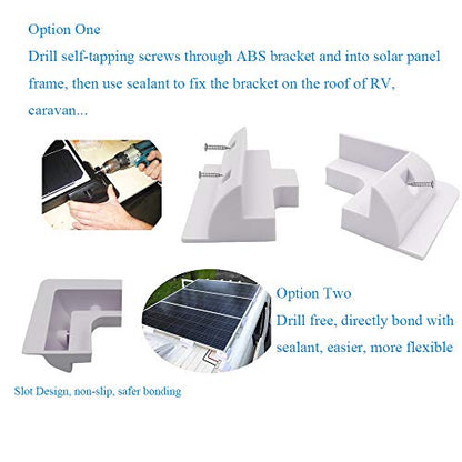 Solar Panel Mounting Brackets ABS Corner Bracket Kit 7PCS, Drill-Free Widely Used on Roofs of RV, Caravans, Vehicles, Camper Vans, Sheds, Garages, Deck of Boats, White - color: White