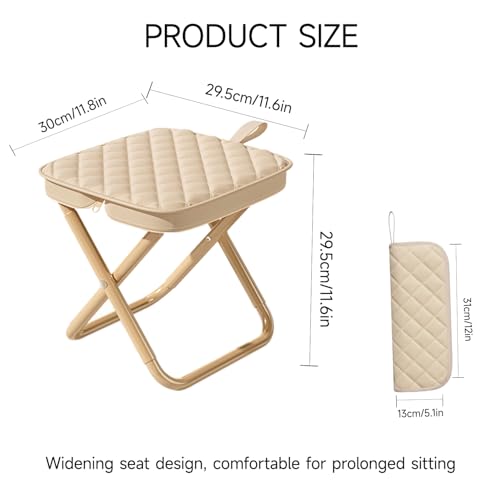 Portable Backpack Stool, Lightweight Folding Seat for Hiking | Durable Steel Construction, Thickened Fabric Seat, Easy Carrying, Outdoor Adventures, Travel-Friendly Design - color: Khaki