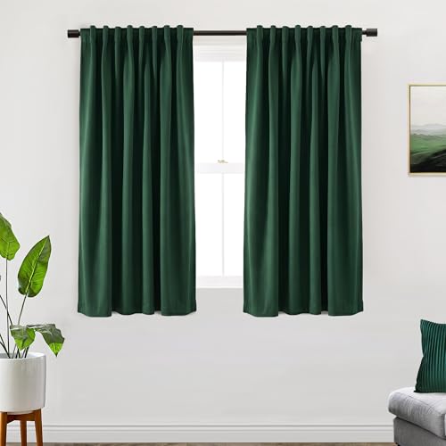 SHINELAND Short Blackout Curtains for RV Camper Windows - Track System Travel Friendly Thermal Insulated Drapes for Van Trailer, 54 Inch Long - color: Emerald Green, size: 52"W x 54"L (Pack of 2)