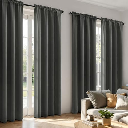 MIULEE Blackout Curtains 4 Panels Sets Dark Grey 84 Inch Length, Top and Bottom Rod Pocket Room Darkening Curtains for Living Room Bedroom Windows, 4 Pack Thermal Insulated Light Blocking Curtain - color: Dark Grey, size: 40"W x 84"L (Pack of 4)