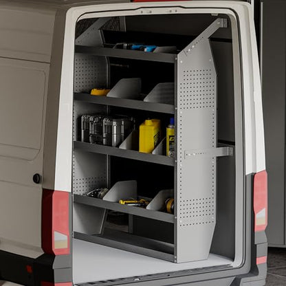 Cargo Van Shelving System 51" L x 13" W x 59.5" H, Sturdy Steel Van Storage Shelves for Ford Transit, NV200, Chevy City Express, RAM Promaster City, Cargo Van Organizer Racks,Equipped with 10 hooks. - size: 51.18" L x 13" W x 59.45" H