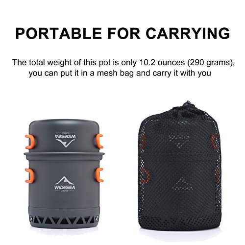 widesea Camping Cookware Outdoor Pot Pan Cooking Equipment Heat Exchange Design for Hiking Backpacking Travel - style: For 1 Person