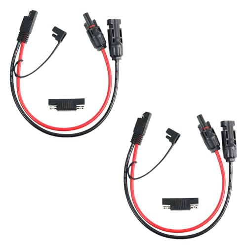 2Pcs 1FT 10AWG Solar Panel Connector Cable, SAE to MC-4 Male Female Adapter PV Extension Cable with SAE Polarity Reverse Adapter for RV Caravan Solar Panel Battery Charger - style: 2PCS