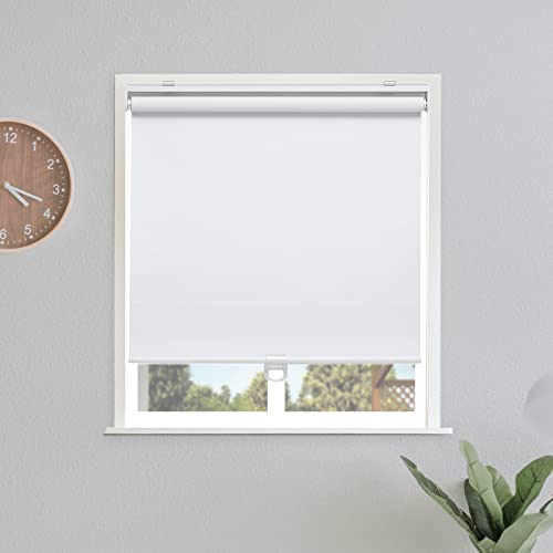 Sunoff Blackout Roller Shades Blinds Cordless for Windows Pull Down Room Darkening Door Blinds with Thermal Insulated Easy to Install for Living Room,Bedroom,Home,Office White 17" W x 72" H - color: White, size: 17"W x 72"H